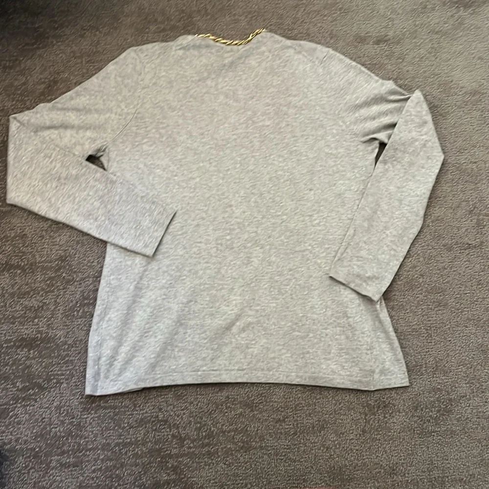 J. McGlaughlin Gray Cotton Blend Gold Chain Detail Cardigan Size Small - Picture 8 of 8